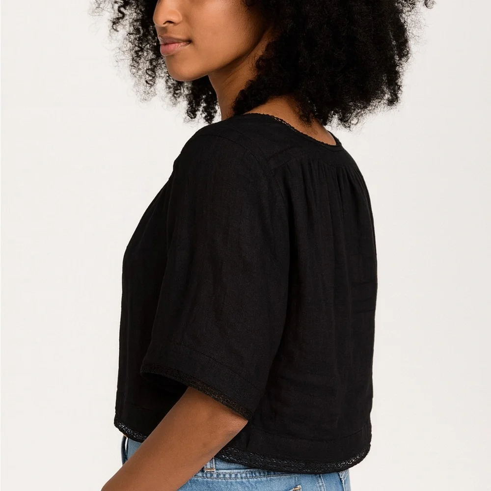 rag & bone New York Sheer Ramie Tie Front Top Size S - Picture 2 of 12